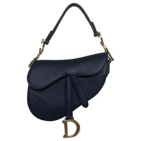 CHRISTIAN DIOR Grained Calfskin Saddle Mini Key Ring